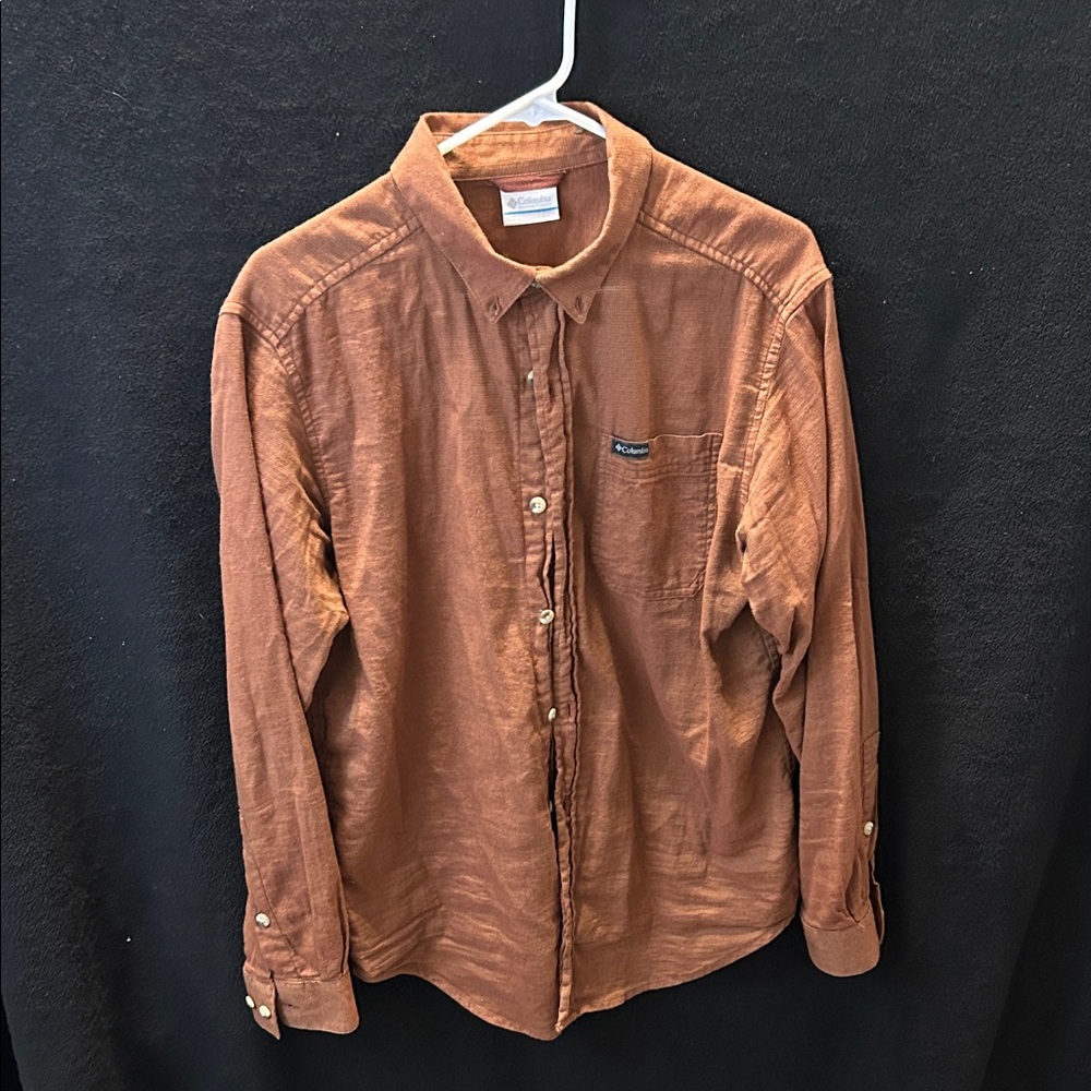 Men's Columbia Brown Button-Up Shirt